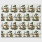 Vintage Christmas Snowman Cadeaupapier (Vlak)