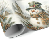 Vintage Christmas Snowman Cadeaupapier (Rol Hoek)