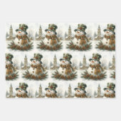 Vintage Christmas Snowman Inpakpapier Vel (Voorkant 3)