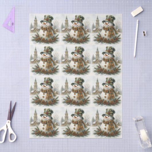 Vintage Christmas Snowman Tissuepapier (Craft)