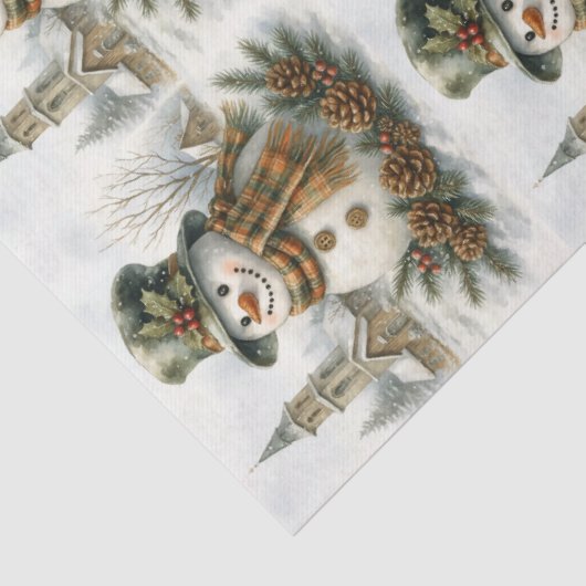 Vintage Christmas Snowman Tissuepapier (Detail)