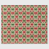 Vintage Christmas Stars en Bows Patroon Cadeaupapier (Vlak)