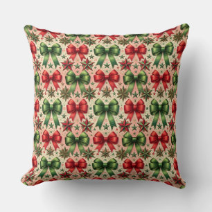 Vintage Christmas Stars en Bows Patroon Kussen