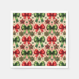 Vintage Christmas Stars en Bows Patroon Servet