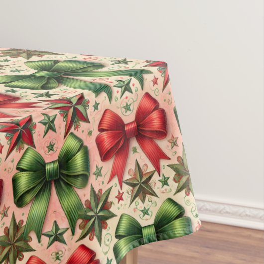 Vintage Christmas Stars en Bows Patroon Tafelkleed (Voorbeeld)