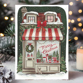 Vintage Christmas Storefront Holiday Kaart
