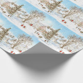 Vintage Christmas Storybook Village Cadeaupapier (Hoek)