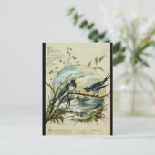 Vintage Christmas Swallows Birds Briefkaart (Staand voorkant)