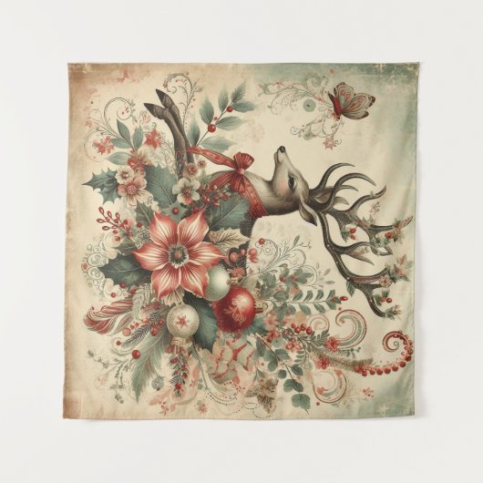 Vintage Christmas Tapestry Wandkleed (Voorkant (horizontaal))