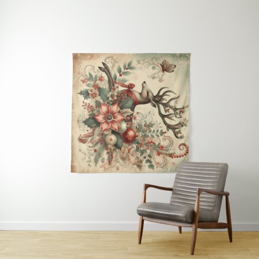 Vintage Christmas Tapestry Wandkleed (In Situ (horizontaal))