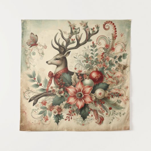 Vintage Christmas Tapestry Wandkleed (Voorkant)