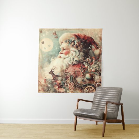 Vintage Christmas Tapestry Wandkleed (In situ)