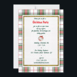 Vintage Christmas Tartan Plaid Kaart<br><div class="desc">Geef een goed ouderwets kerstfeest met alle lekkers en veel feestelijke vriendschappen voor de feestdagen. Stewart clan tartan is  rood en groen op witte plaid die een frisse,  moderne en schone achtergrond heeft voor uw feestinformatie. Verfraaid met kleine waterverf kerstversiering.</div>