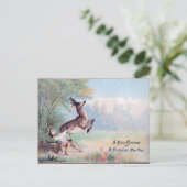 Vintage Christmas: The Leaping Fawn & Boy Briefkaart (Staand voorkant)