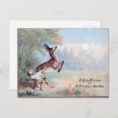 Vintage Christmas: The Leaping Fawn & Boy Briefkaart (Voorkant / Achterkant)