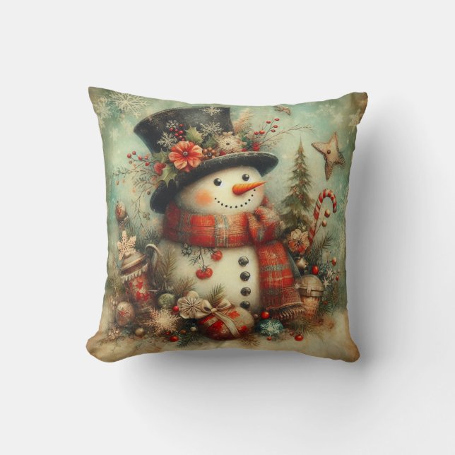 Vintage Christmas Throw Pillow Kussen (Voorkant)