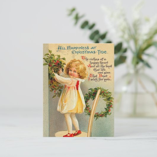 Vintage Christmas Tide Briefkaart (Staand voorkant)