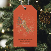 Vintage Christmas Tiger | Orange Cadeaulabel