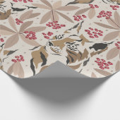 Vintage Christmas Tiger Pattern | feestdag Cadeaupapier (Hoek)