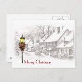 Vintage Christmas Town Briefkaart (Voorkant / Achterkant)