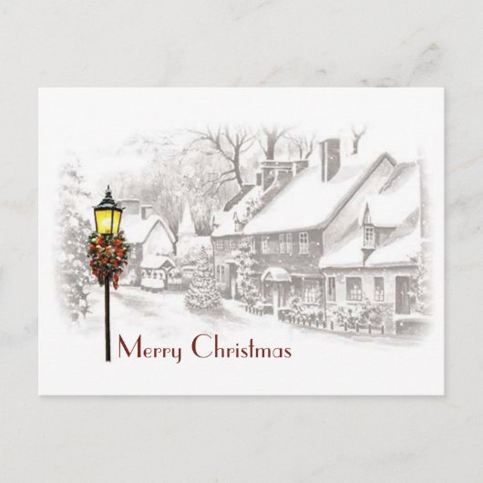 Vintage Christmas Town Briefkaart (Voorkant)