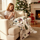 Vintage Christmas Toys Pattern Fleece Blanket