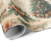 Vintage Christmas Tree and Script  Cadeaupapier (Rol Hoek)