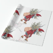 Vintage Christmas Tree Carrier Wrapping Paper Cadeaupapier (Uitgerold)