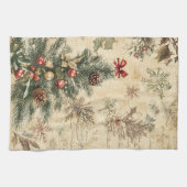 Vintage Christmas Tree & Ornament (3) Theedoek (Horizontaal)