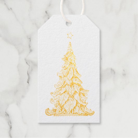 VINTAGE CHRISTMAS TREE REAL Foil Gift Tag (Voorkant)