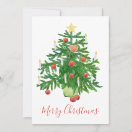 Vintage Christmas Tree with a Star & Heart Cookie Feestdagenkaart