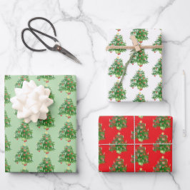 Vintage Christmas Tree with a Star & Heart Cookie Inpakpapier Vel