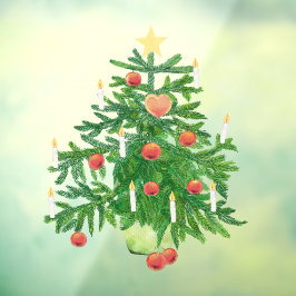 Vintage Christmas Tree with a Star & Heart Cookie Raamsticker