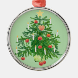 Vintage Christmas Tree with a Star  Metalen Ornament