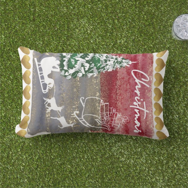  Vintage Christmas trees  Buitenkussen (Gras)