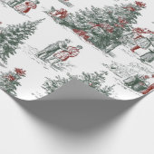 Vintage Christmas Trees Scene Cadeaupapier (Hoek)