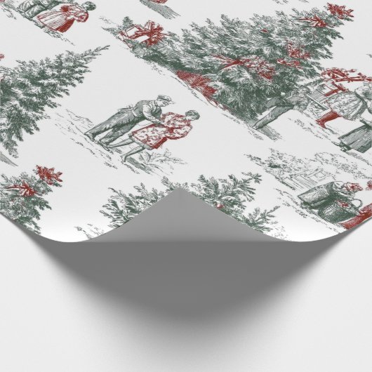 Vintage Christmas Trees Scene Cadeaupapier (Hoek)