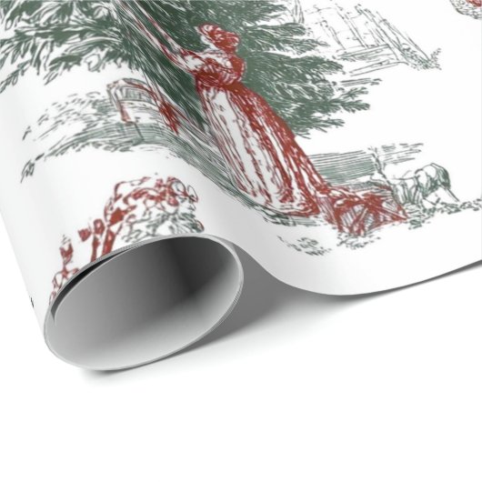 Vintage Christmas Trees Scene Cadeaupapier (Rol Hoek)