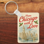 Vintage Christmas - uit Chicago met liefde Sleutelhanger (Voorkant)