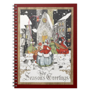 Vintage Christmas Victorian People Going to Church Notitieboek