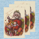 Vintage Christmas, Victorian Santa Claus Pipe Toys Inpakpapier Vel<br><div class="desc">Vintage illustration Merry Christmas holiday image featuring an antique Victorian Santa Claus with an armful of toys and dolls and smoking a pipe. Jolly Saint Nicholas by Thomas Nast.</div>