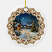 Vintage Christmas Village Doily Keramisch Ornament (Achterkant)