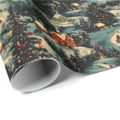 Vintage Christmas Village Patroon Cadeaupapier (Rol Hoek)