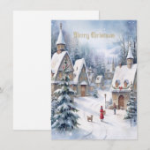 Vintage Christmas Village Vakantie Groet Kaart (Voorkant / Achterkant)
