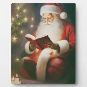 Vintage Christmas Wall Art Reading Santa Fotoplaat