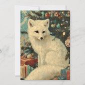 Vintage Christmas White Fox Aged Feestdagenkaart (Voorkant)