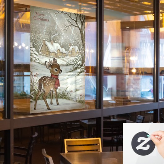 Vintage Christmas Window Cling Raamsticker (Restaurant Raam)