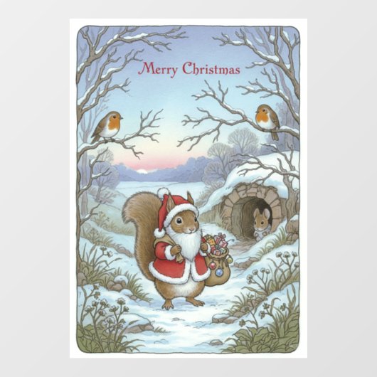 Vintage Christmas Window Cling Raamsticker (Vel)