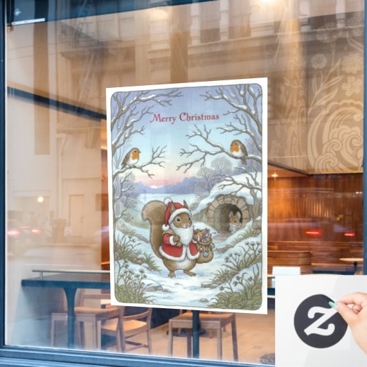 Vintage Christmas Window Cling Raamsticker (Cafe Raam)