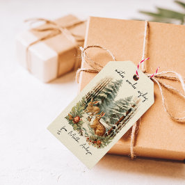 Vintage Christmas Winter Woodland Hare Naam Cadeaulabel